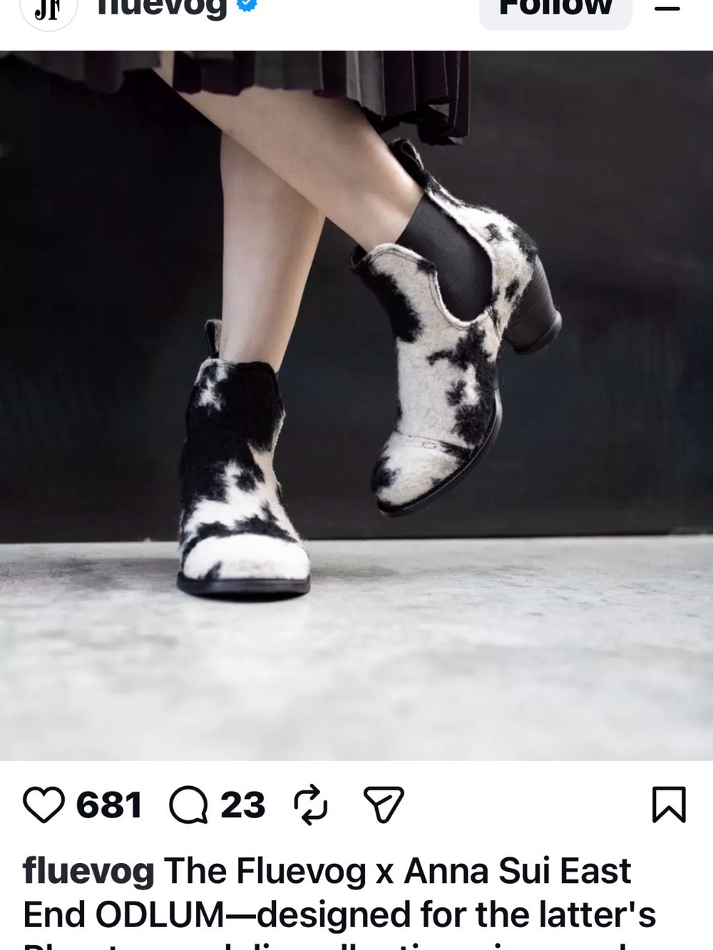 John Fluevog Black and White Cowhide Chelsea Booties Brand New, never worn!